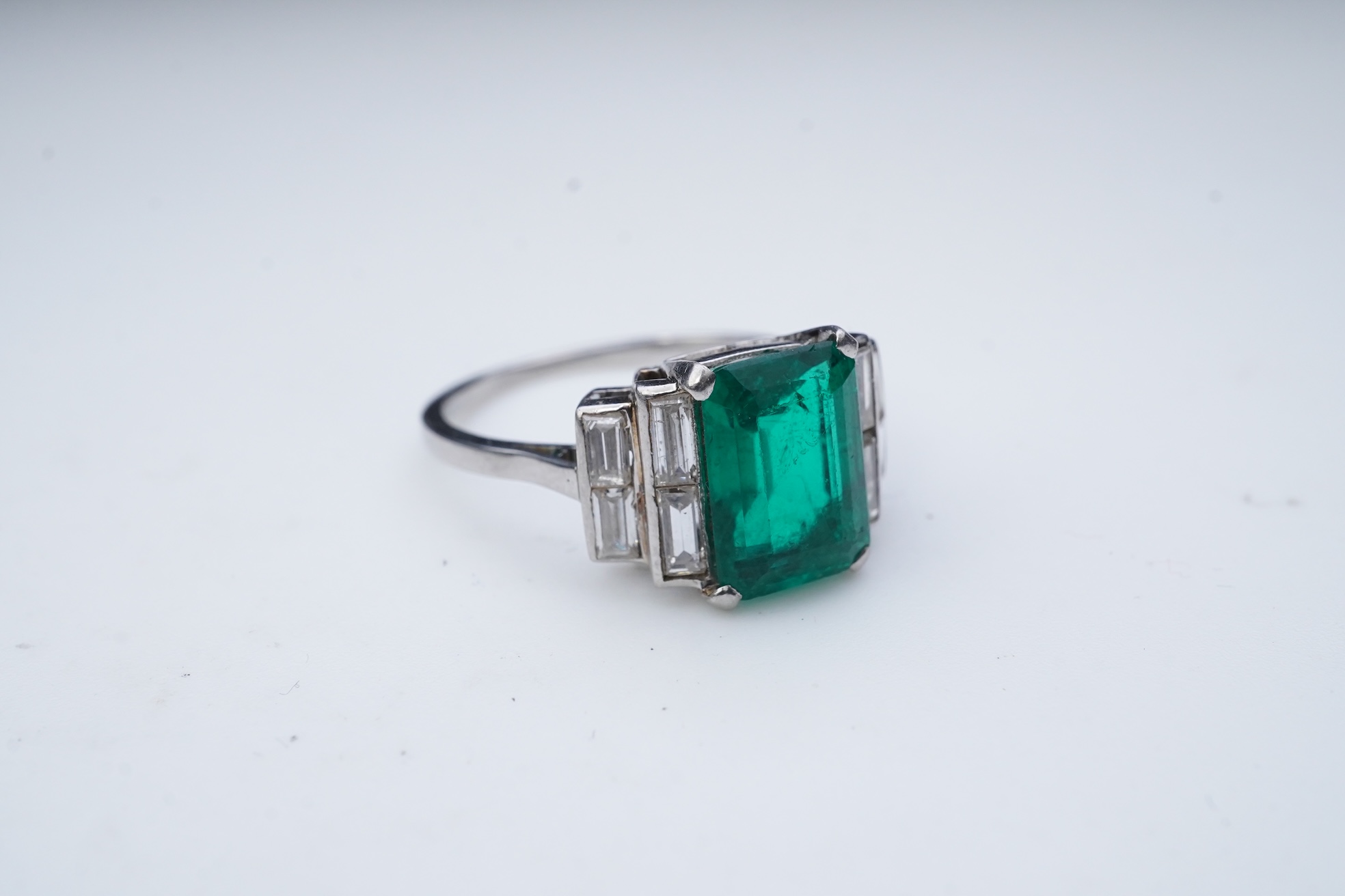 A fine Art Deco emerald and diamond ring, circa 1930